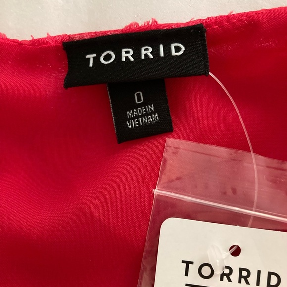 TORRID Peplum Long Sleeve Heart Chiffon Blouse Sz 0, L, 12 Magenta Sheer NWT - Picture 4 of 11